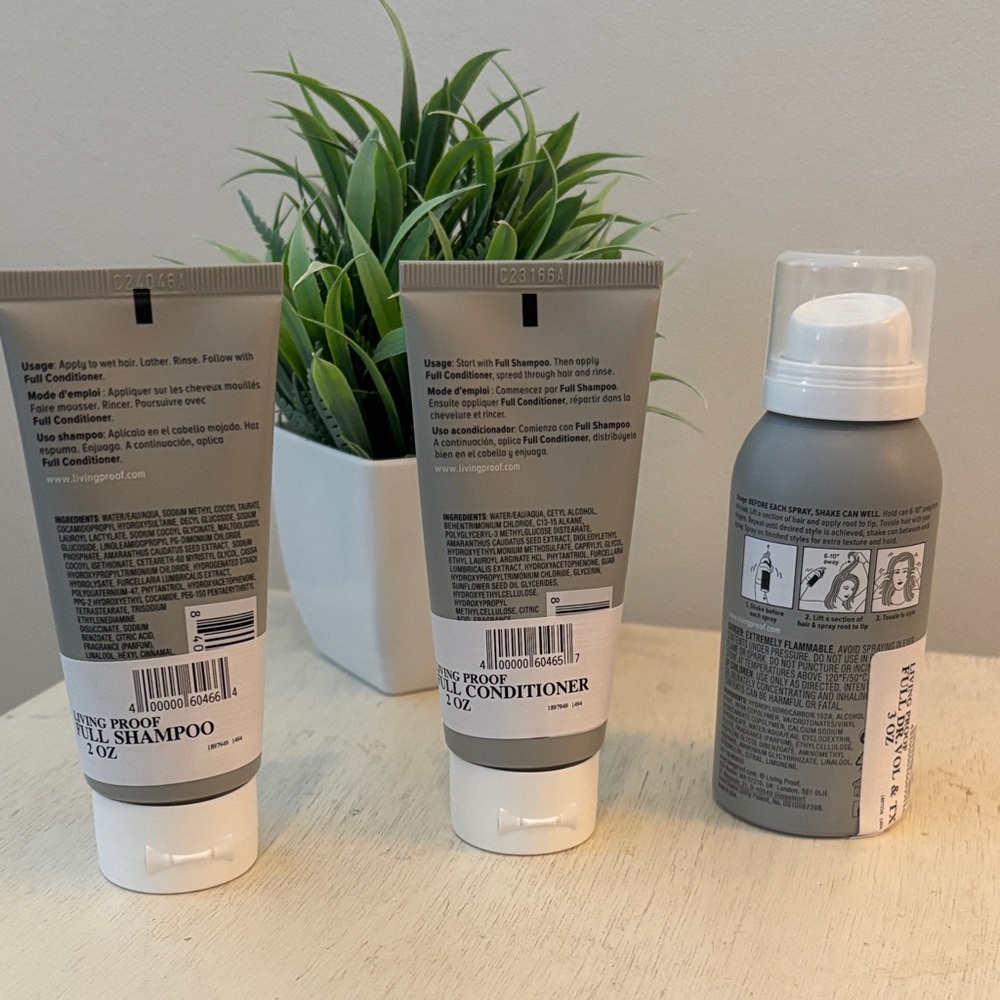 NEW Living Proof Full Travel Hair Care Trio Shampoo Conditioner & Volume Spray - Picture 3 of 5